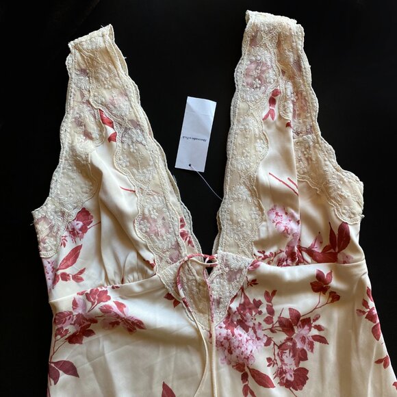 Abercrombie & Fitch *NWT Floral Lace Maxi Dress Cream Red Slip Dress Size S - Picture 9 of 12